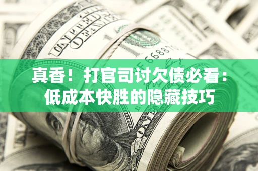 武汉真香！打官司讨欠债必看：低成本快胜的隐藏技巧